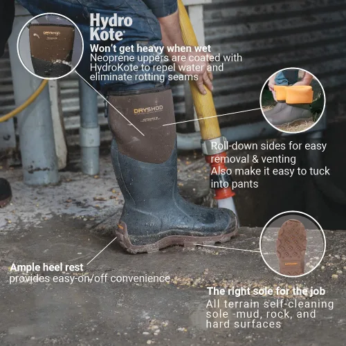 Miniatura 2 de Dryshod Botas de granja de trabajo duro para hombre haymaker - marrón HAY-MM-BR