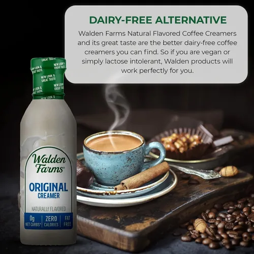 Miniatura 4 de Walden Farms Original Coffee Creamer – Cero calorías, sin grasa, sin azúcar, baja en carbohidratos, apta para dieta cetogénica, sin lácteos, vegana