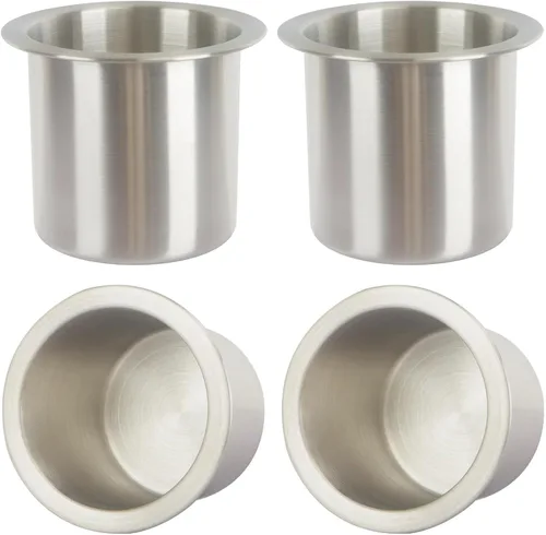 Miniatura 9 de 2 Piezas Portavasos Empotrados, Portavasos Automotrices de Acero Inoxidable 304, Soporte para Bebidas de Mesa de Póquer Negro de 3.3 Pulgadas, Mesa