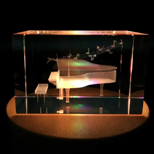 Miniatura 4 de Piano pisapapapeles 3D grabado con láser en cubo de cristal para graduación, Navidad, cumpleaños, día de San Valentín