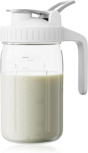 Miniatura 16 de Jarra de leche materna, tarro Mason de 32 onzas, tarro de boca ancha con tapa abatible verde y boquilla de vertido, sello hermético resistente
