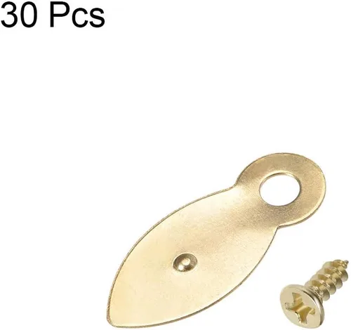Miniatura 3 de uxcell Botón de giro de marco, 7/8 pulgadas de metal plano con tornillos para colgar imágenes, fotos, dibujos y carteles, 30 piezas (dorado)