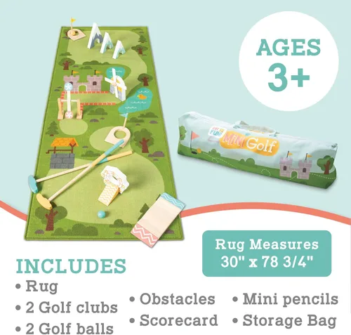 Miniatura 2 de MindWare Oh So Fun! Juego de minigolf - Juego de golf para niños para interiores y exteriores con 7 obstáculos para la experiencia de golf