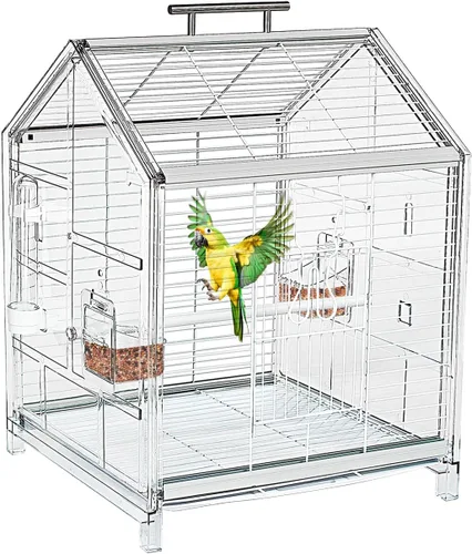 Jaula para pájaros pequeños de 20.5 pulgadas, jaula para loros, transportador de pájaros portátil, jaula de transporte de viaje para el hogar,