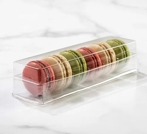 Miniatura 10 de Pastry Chef's Boutique - Cajas de regalo pequeñas de plástico transparente para macarons franceses - Capacidad para 2 macarons - Tamaño de cavidad