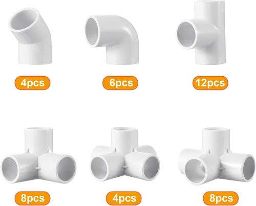 Miniatura 3 de Sawysine Juego de 102 proyectos de PVC para bricolaje, incluye 60 tubos de PVC de 24 pulgadas y 42 accesorios de tubería de conexión para primavera