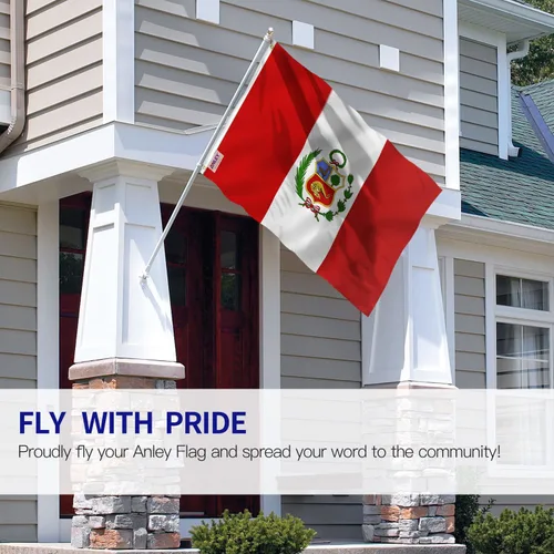 Miniatura 2 de Anley Fly Breeze - Bandera de Perú de 3 x 5 pies, color vivo y a prueba de decoloración, cabecera de lona y doble costura, banderas nacionales