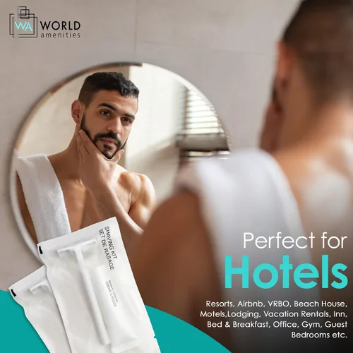 Miniatura 2 de World Amenities Kit de afeitado (Clear Frosted Sachet) - Servicios del hotel 288 unidades - Incluye maquinilla de afeitar de hoja doble y crema