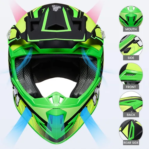 Miniatura 3 de ILM Cascos de Bicicleta de Tierra para Jóvenes y Niños ATV Motocross Motocicleta Todoterreno Bicicleta de Tierra Cara Completa DOT Casco de Cuatro