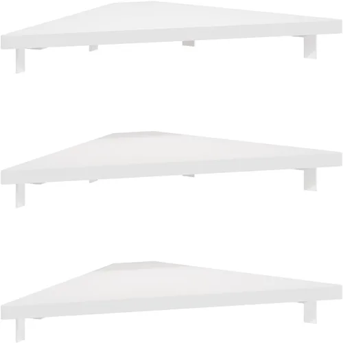 Miniatura 5 de Furinno Rossi - Estantes flotantes triangulares para pared, juego de 3 estantes geométricos de esquina, estantes montados en la pared para baño