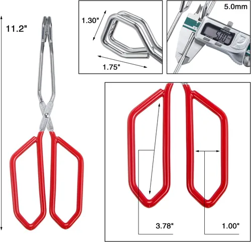 Miniatura 4 de MSY BIGSUNNY Pinzas de tijera de acero inoxidable, pinzas de cocina resistentes con asas suaves (1, rojo de 11 pulgadas)
