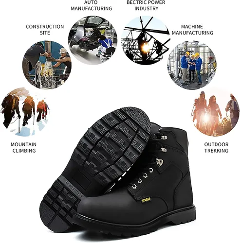 Miniatura 8 de Botas de trabajo para hombre, impermeables, cómodas, antifatiga, puntera suave, antideslizantes, botas de trabajo de seguridad para construcción