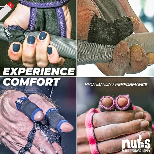 Miniatura 5 de JerkFit Nubs - Protector de pulgares para agarre de gancho, sin látex, reutilizable, lavable, para evitar callos, ampollas y lágrimas, para Negro