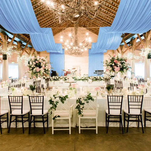 Miniatura 3 de MODFUNS Cortinas de boda para decoración de techo, cortinas de arco de boda azul bebé, 5 x 20 pies, 2 paneles de gasa transparente, cortina de tul