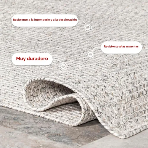 Miniatura 6 de nuLOOM 3 x 5 pies Alfombra trenzada sólida para interiores y exteriores, apta para mascotas, resistente al tráfico y a la intemperie, para patio