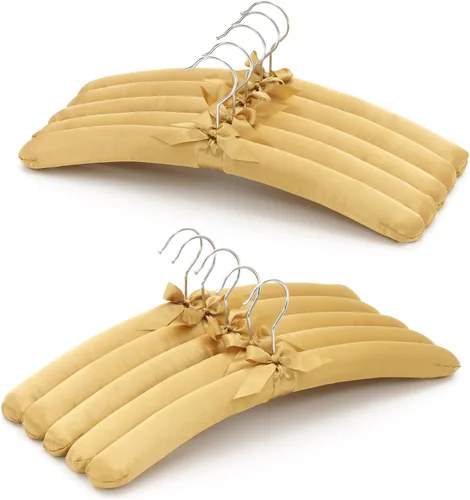 Miniatura 12 de JS HANGER Percha acolchada para suéteres, perchas extra grandes de 17 pulgadas con cubierta de satén, sin protuberancias de hombro para ropa de Gris