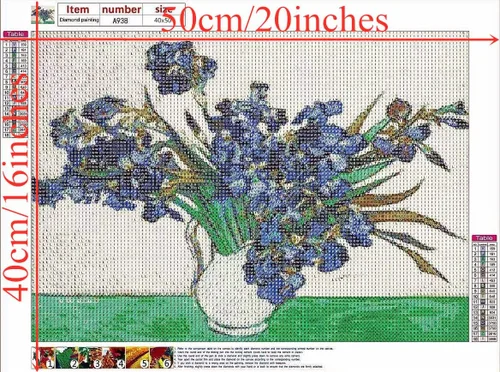 Miniatura 3 de NIHO-JIUMA Kit de pintura de diamantes Van Gogh Lris, bricolaje 5D de taladro completo de diamante para adultos, decoración del hogar