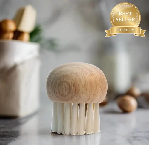 Miniatura 2 de Cuisinox Cepillo de hongos con mango ergonómico de madera de haya Cepillo de limpieza de verduras de cerdas naturales de primera calidad