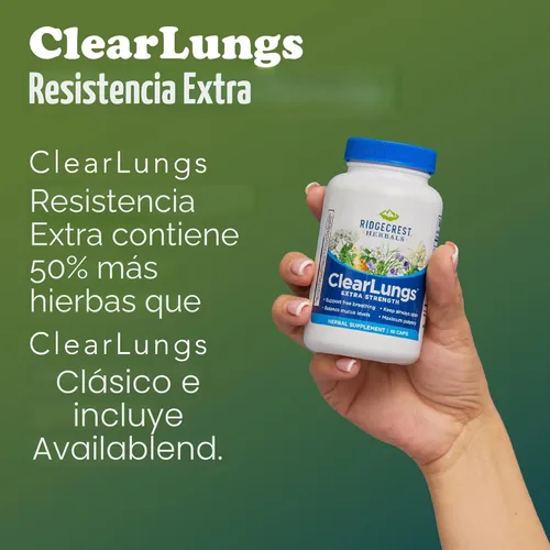 Miniatura 5 de RidgeCrest Herbals ClearLungs Extra Strength, suplemento de salud diaria, fórmula natural de bienestar pulmonar y nasal para apoyo bronquial