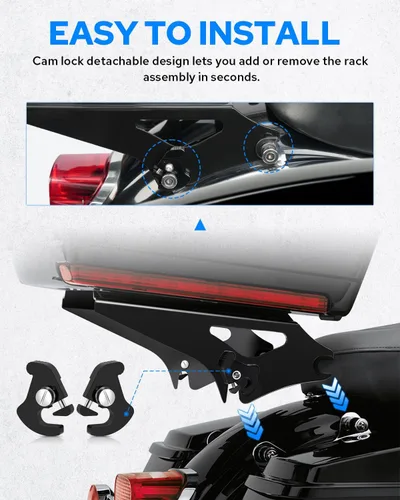 Miniatura 6 de Benlari Soporte desmontable negro para maletero de 2 unidades, soporte para equipaje compatible con Harley Davidson Touring Street Glide Road King