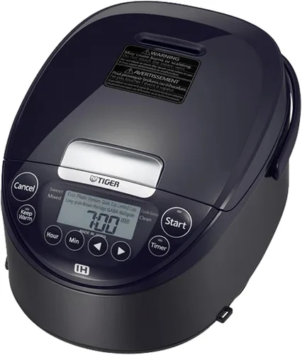 Miniatura 8 de Arrocera y calentador Tiger JPW-H10U con calefacción por inducción, con 14 ajustes preestablecidos de menú y pantalla LCD (5.5 tazas, Morado Negro)