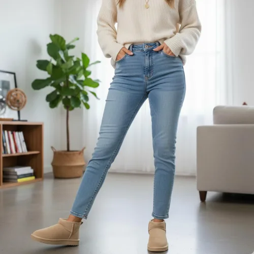 Miniatura 20 de CUSHIONAIRE, Hip 2 - Botas de nieve de gamuza auténtica para mujer, sin cordones, con cómodo forro de piel de oveja sintética + espuma viscoelástica
