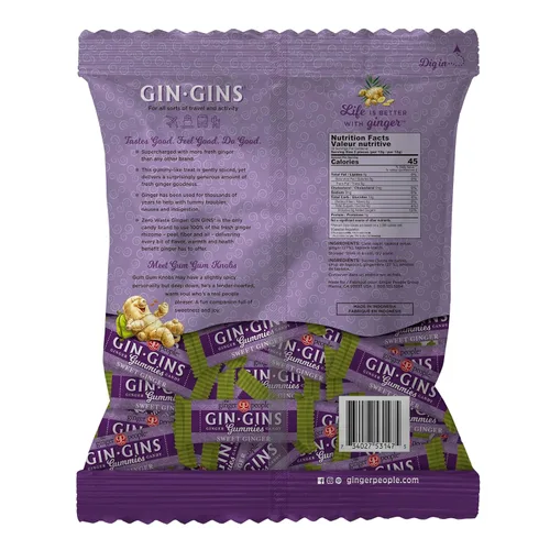 Miniatura 3 de The Ginger People Gin Gins Ginger Gummies - Gomitas dulces de jengibre, antináuseas, 1lb Bolsa