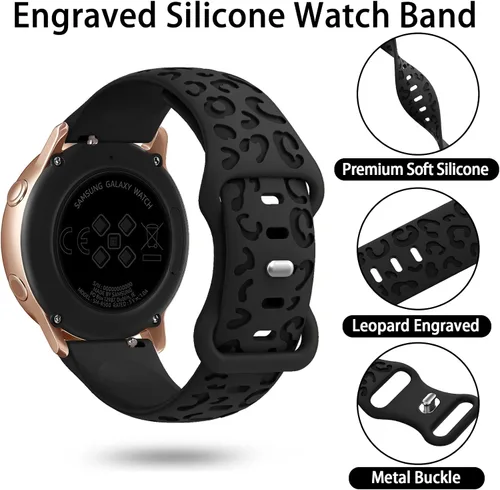 Miniatura 2 de 4 Pack de bandas grabadas con leopardo compatibles con Samsung Galaxy Watch 7/FE/6/5/4 Band 40mm 44mm, Galaxy Watch 5 Pro 45mm, Galaxy Active 2