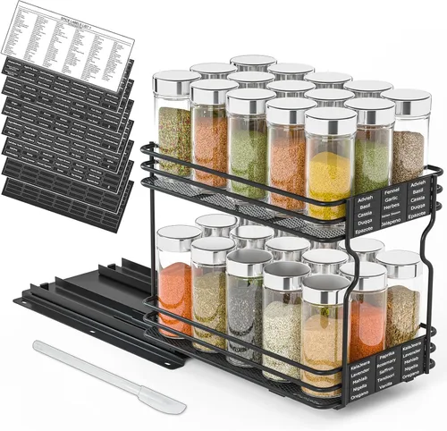 Miniatura 11 de SpaceAid estante organizador de especias para gabinete, organizador de condimentos deslizante y resistente para armarios de cocina, con 415