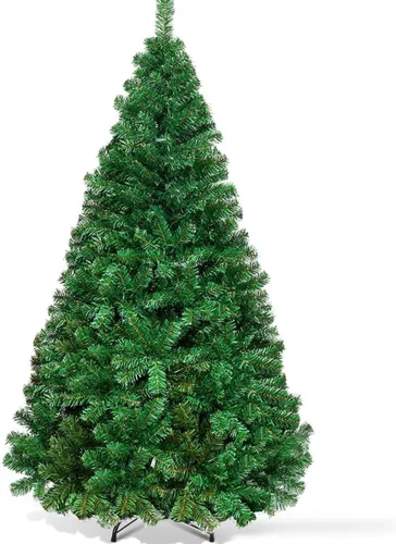 Miniatura 15 de Goplus Árbol de Navidad negro sin luz de 7.5 pies, árbol de Halloween artificial con 1258 puntas de rama, soporte de metal, árbol completo