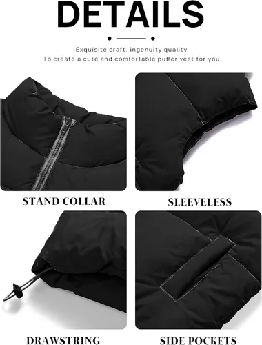Miniatura 7 de MEROKEETY Chaleco acolchado para mujer, cuello alto, con cremallera, sin mangas, con bolsillos