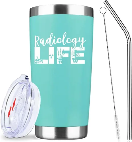 Miniatura 11 de Greys Grays Anatomy Merchandising, mercancía de programa de televisión, vaso de café helado de acero inoxidable aislado de 20 onzas con tapa, popote