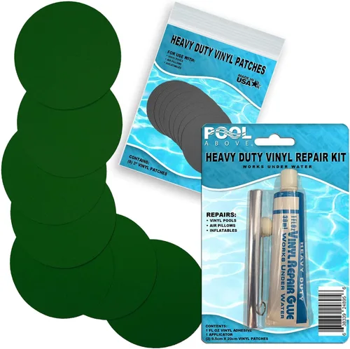 Miniatura 27 de Kit de parches de reparación de vinilo resistente para reparación de revestimientos de piscina sobre el suelo; inflables de pegamento y parches; Azul