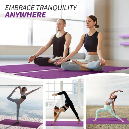 Miniatura 5 de CAMBIVO Tapete de yoga para mujeres, hombres y niños, 1/3, 1/4 y 2/5 pulgadas, extra grueso, antideslizante, 72 x 24 pulgadas, tapete de yoga