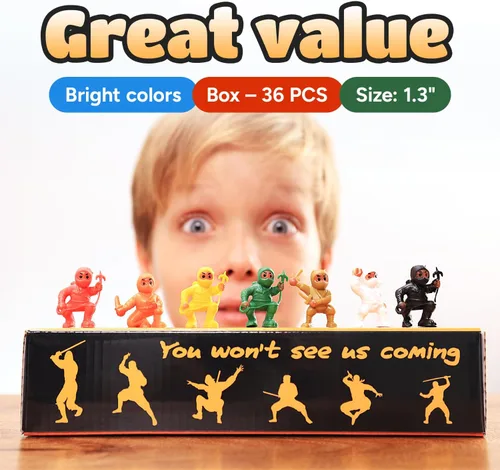 Miniatura 5 de Set de regalo de figuras de acción de ninja mini, 36 piezas de suministros de fiesta y adornos para tartas de cumpleaños