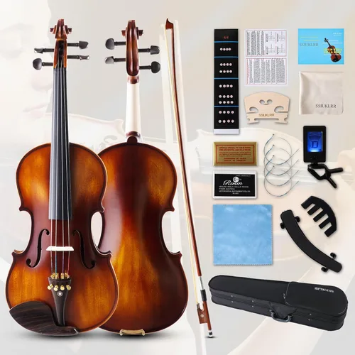 Conjunto completo de violín 4/4, violín para principiantes para adultos, niños, estudiantes, violín 4/4 con accesorios de abeto, arce y ébano,