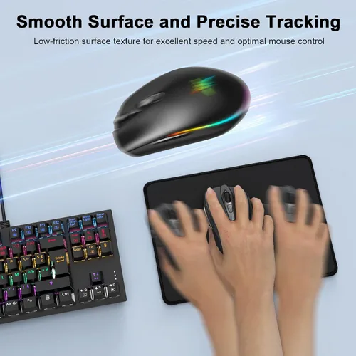 Miniatura 4 de TECKNET Paquete de 4 alfombrillas para mouse con costuras antideshilachamiento, superficie impermeable y base de goma antideslizante con bordes