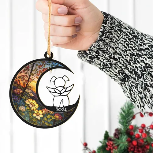 Miniatura 4 de LOVELYPOD Adorno Colgante de Perro DIY, Atrapador de Sol Regalos Conmemorativos para Amantes de Perros, Un Perro Blanco con Alas para Colgar