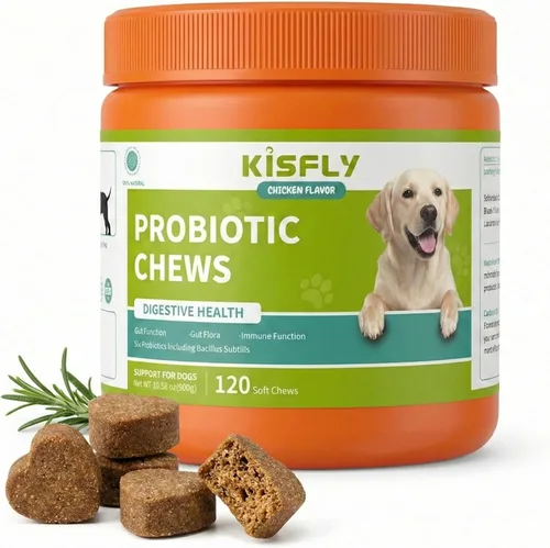 Probióticos para perros: 2 mil millones de UFC masticables para la salud intestinal y digestiva, alivia la diarrea, los gases y las heces sueltas, 6