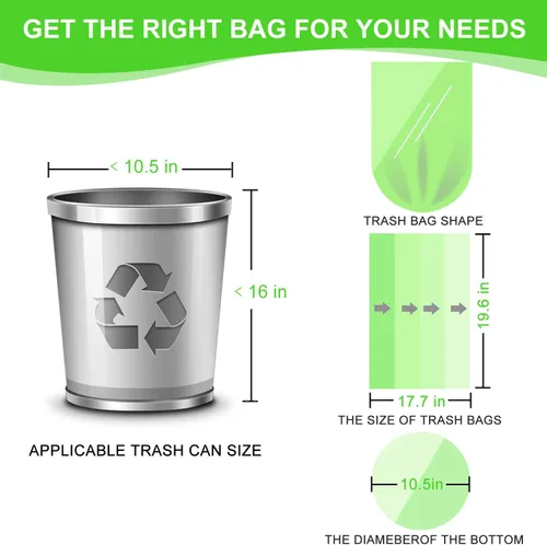 Miniatura 2 de MAVGV Bolsas de basura pequeñas de 4 galones, 100 bolsas de basura fuertes para baño, bolsas de basura para el hogar, oficina, cocina (verde)