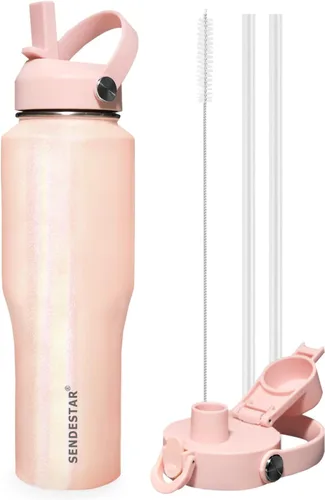 Miniatura 36 de SENDESTAR Botella de agua de acero inoxidable de 40 onzas (fría durante 48 horas, caliente durante 24 horas), botella aislada al vacío de doble Gris