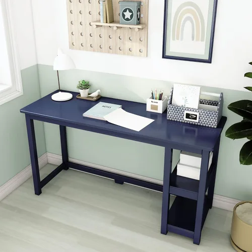 Miniatura 17 de Max & Lily Escritorio de madera maciza con estantes, 47 pulgadas, azul