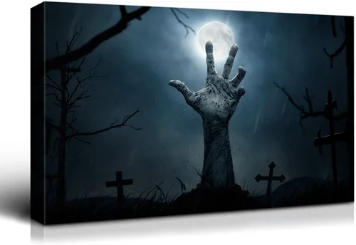 Miniatura 51 de Denozer - Pintura artística de pared de Halloween, impresión artística sobre lienzo para dormitorio, sala de estar, decoración de pared del hogar