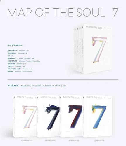 Miniatura 4 de BTS MAP of The Soul: 7 [4 ver] Álbum+Póster Oficial Plegado (4 ver.)+Tarjeta fotográfica adicional+Máscara KPOP Premium (ver. 4)