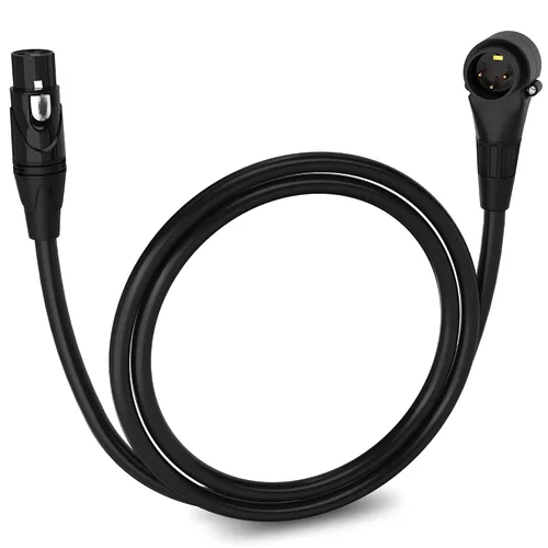 Miniatura 105 de LyxPro Cable de micrófono XLR hembra a macho de ángulo recto de 3 pines de 1.5 pies para altavoces amplificados, interfaz de audio, rendimiento