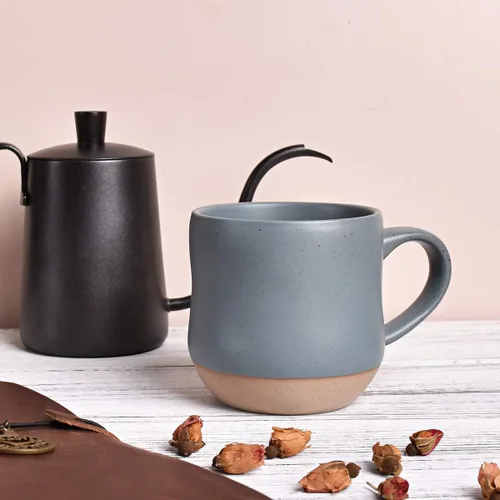 Miniatura 4 de Bosmarlin Taza grande de cerámica moteada para café, 17 onzas, apta para lavavajillas y microondas (azul, 1)