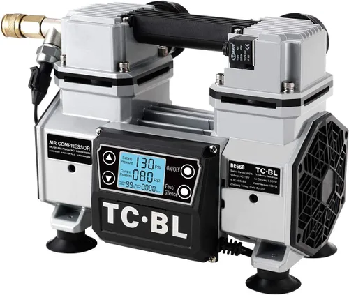 Miniatura 10 de TC·BL Compresor de aire portátil, 110V, silencioso, pequeño, ligero y sin aceite con tanque de aluminio de 5L