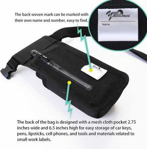 Miniatura 4 de Funda profesional para terapeuta de masaje con cinturón ajustable, bolsa para botella de masaje, funda de loción de masaje, negro (XJ-1KD)