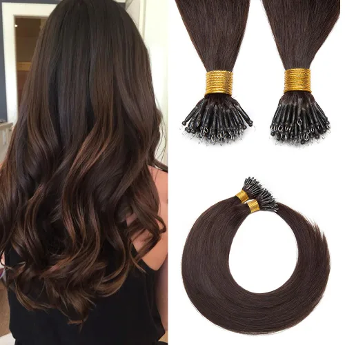 Miniatura 12 de SEGO Extensiones de cabello humano con micro cuentas, extensiones de cabello humano con micro bucle, lacio, natural, fusión fría, 1.76 oz/paquete