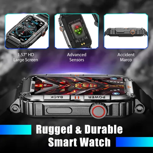 Miniatura 4 de Military Smart Watch for Men with 100+ Sports Modes Fitness Tracker with Heart Rate/Sleep Monitor IP67 Waterproof 1.57’’ IPS Screen Tactical